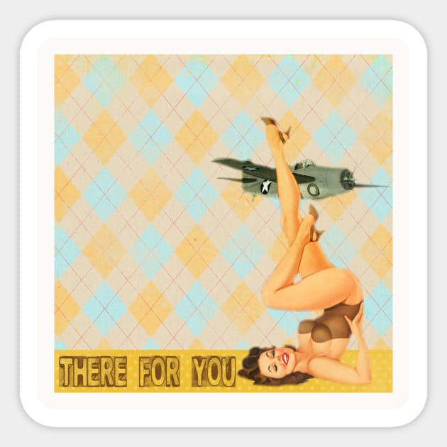 Vintage Pinup Girl Military Bomber Retro Pin Up Girl Sticker by DANPUBLIC